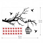 Tree Branch Blossoms with Birds and Birdcage Wall Art Decal 