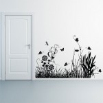 Flower,Grass and Butterfly Vinyl Wall Art Decal 