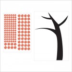 สติกเกอร์ติดผนัง Orange Flower Tree Wall Sticker 