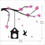 Kirschblüte Branche mit Vogelkäfig Wandaufkleber Wandtattoo 