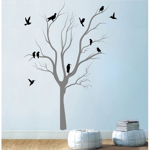 สติกเกอร์ติดผนัง Tree With Birds Wall Tattoo