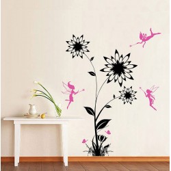 Flower with Fairies Vinyl Wall Art Decal (WD-0193)