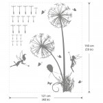 สติกเกอร์ติดผนัง ภาพ Dandelions Floral with fairies Wall Art 