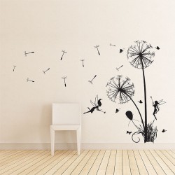 Dandelions Floral with fairies Vinyl Wall Art Decal (WD-0199)