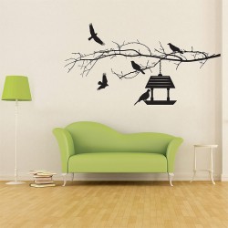 Branch With Birds Vinyl Wall Art Decal (WD-0236)