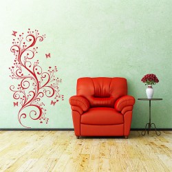 สติกเกอร์ติดผนัง Swirl Branch with Butterfly Wall Decal (WD-0242)