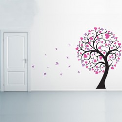 Blossom Large Tree with Hearts Vinyl Wall Art Decal (WD-0243)