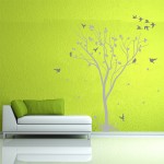 สติกเกอร์ติดผนัง Tree With Birds Vinyl Wall Sticker 