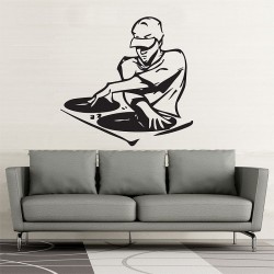 สติกเกอร์ติดผนัง DJ Mixing his record Wall Sticker (WD-0360)