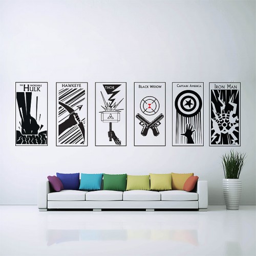 The Avengers Vinyl Wall Art Decal Hulk , Hawkeye , Thor , Captain