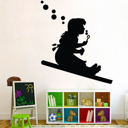 สติกเกอร์ติดผนัง Banksy girl sliding Wall Sticker