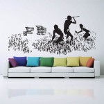 สติกเกอร์ติดผนัง Banksy Hunters Shopping Carts Wall Sticker 