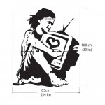 Banksy Girl Television TV Love   Wandaufkleber Wandtattoo