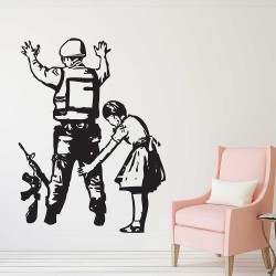 สติกเกอร์ติดผนังBanksy Girl Frisking Police / Wall Sticker (WD-0491)