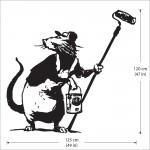 Banksy Rat with paint roller Vinyl Wall Art Decal 