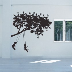 สติกเกอร์ติดผนัง Kids on Swing Wall Sticker (WD-0544)