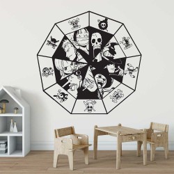 สติกเกอร์ติดผนัง One Piece straw hat pirates crew/ Wall Sticker (WD-0557)