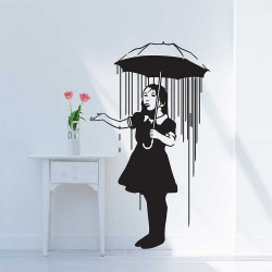 Banksy Nola Girl with the Umbrella Vinyl Wall Art Decal (WD-0614)