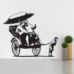 Banksy Rickshaw Kid Vinyl Wall Art Decal (WD-0615)