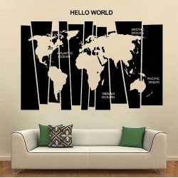 Hello World Map Vinyl Wall Art Decal (WD-0629)