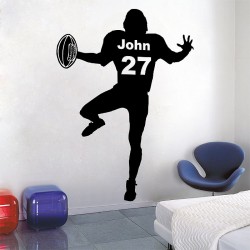 สติกเกอร์ติดผนัง อเมริกันฟุตบอล  ใส่ชื่อได้ Personalized American Football Wall Sticker (WD-0647)