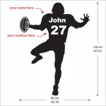 Personalized American Football  with Name and Number Wall Decal 