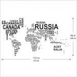 Typography World Map v1 Vinyl Wall Art Decal 