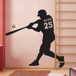 Baseball with Personalized Name & Number Wall Decal (WD-0675)