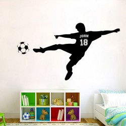 Football Soccer Shooting with Personalized Name & Number Wall Decal (WD-0681)