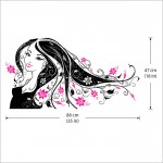 Beauty Hair and Flower Vinyl Wall Art Decal 