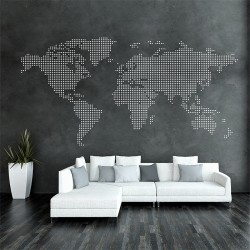 Dot World Map Vinyl Wall Art Decal (WD-0709)