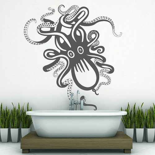 สติกเกอร์ติดผนังปลาหมึกยัก Octopus Wall Sticker