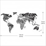 Typography World Map Vinyl Wall Art Decal 