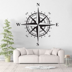 Compass Marine Navigation North South East West Wandaufkleber Wandtattoo (WD-0755)