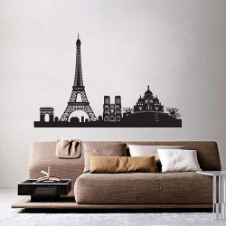 Paris City Skyline Wandaufkleber Wandtattoo (WD-0774)