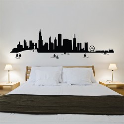 สติกเกอร์ติดผนัง ชิคาโก Chicago City Skyline Wall Sticker (WD-0776)