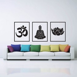 สติกเกอร์ติดผนัง Om Ohm Buddha Lotus Buddhism Symbol Wall Sticker (WD-0780)