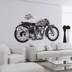 Retro Motorrad Power Wandaufkleber Wandtattoo (WD-0799)