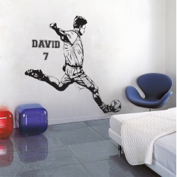 Football Soccer Player with Personalized Name & Number Wall Decal (WD-0801)