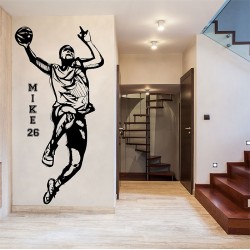 Basketball Player with Personalized Name & Number Wall Decal (WD-0804)