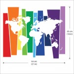 สติกเกอร์ติดผนังแผนที่โลก Rainbow World Map Wall Sticker