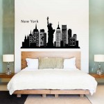 สติกเกอร์ติดผนัง เมืองนิวยอร์ก New York Skyline city Silhouette Wall Sticker 