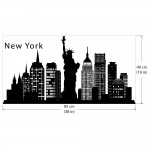 สติกเกอร์ติดผนัง เมืองนิวยอร์ก New York Skyline city Silhouette Wall Sticker 