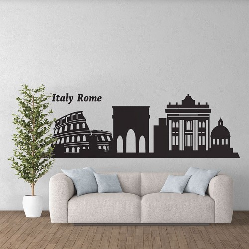 สติกเกอร์ติดผนัง เมืองกรุงโรม Italien Rome City Skyline Silhouette  Wall Sticker 