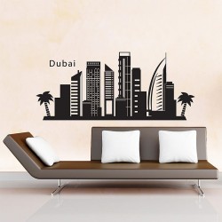 สติกเกอร์ติดผนัง เมืองดูไบ สหรัฐอาหรับเอมิเรตส์ Dubai Skyline City Silhouette Wall Sticker (WD-0840)