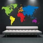 World Map Color  Vinyl Wall Art Decal