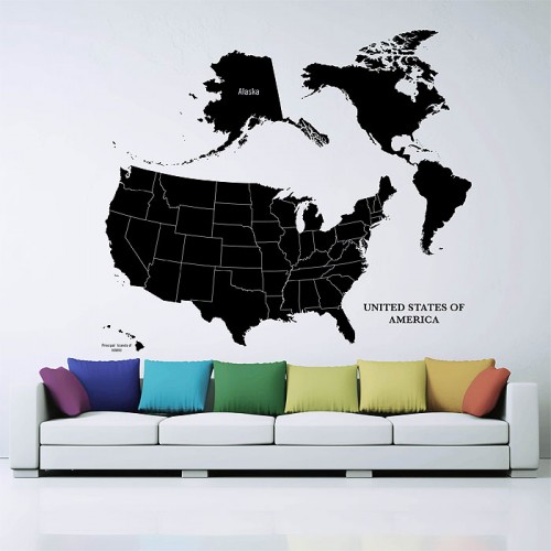 United States of America Map Vinyl Wall Art Decal