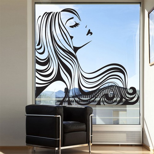 สติกเกอร์ติดผนัง Girl beauty hair salon Wall Sticker