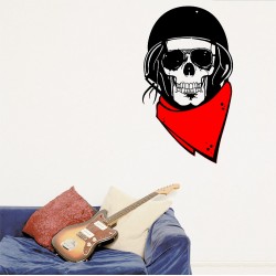 Skull and Red Scarf Vinyl Wall Art Decal (WD-0866)