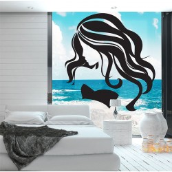 Beauty Face Girl Hair Salon Vinyl Wall Art Decal (WD-0885)